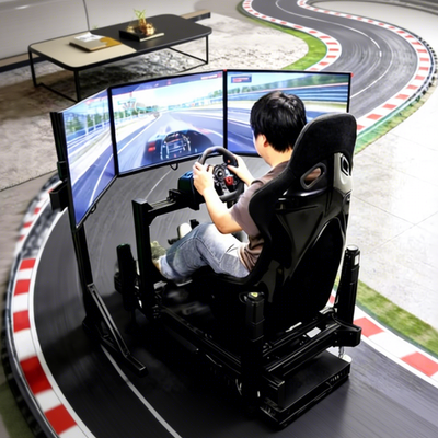 3 Screen Racing Simulator Cockpit Motion Driving Sim Rig with Gaming Seat PC & Console