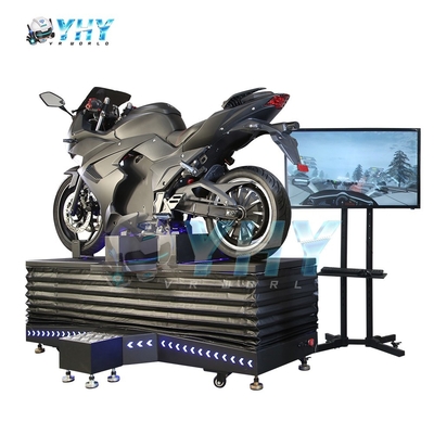 Simulador de motocicleta VR para un jugador con equipo de realidad virtual arcade con iluminación de neón