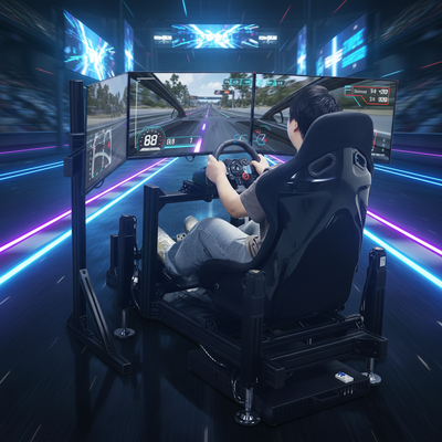 Three Screen Racing Car Game With Dynamic Platform Race Seat Simulator for Game Center