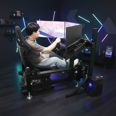 Cuatro Ejes Simulador de carreras de detección de movimiento a gran escala Cockpit Consola de juegos G-fuerza asiento dinámico de automóvil Equipo completo