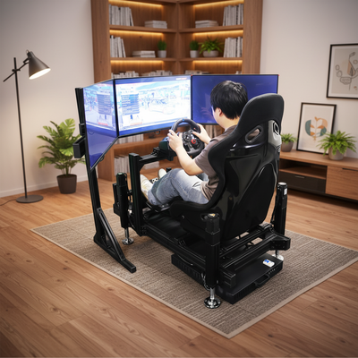 Cuatro Ejes Simulador de carreras de detección de movimiento a gran escala Cockpit Consola de juegos G-fuerza asiento dinámico de automóvil Equipo completo