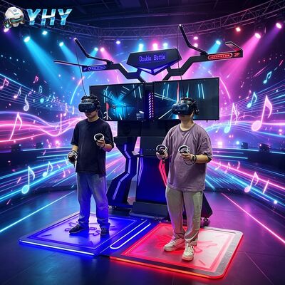 Plataforma de batalla de realidad virtual VR 360 para dos jugadores con construcción de metal y fibra de vidrio para uso en centros comerciales interiores