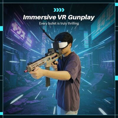 Equipo de tiro VR para interiores, sala de juegos arcade, simulador de juegos de disparos con pistola VR 9D para niños