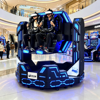 Parque temático VR comercial de alto rendimiento Paseo de montaña rusa de doble asiento de 1080 grados Simulador de movimiento