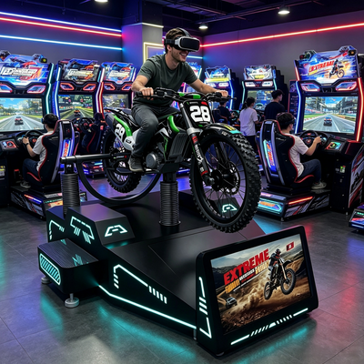 Simulador comercial de motocicleta de montaña VR de un solo asiento con retroalimentación de movimiento en tiempo real