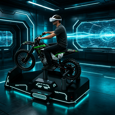 Simulador comercial de motocicleta de montaña VR de un solo asiento con retroalimentación de movimiento en tiempo real