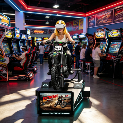 Simulador de motocicleta VR comercial de fábrica de Guangzhou con sistema de retroalimentación háptica