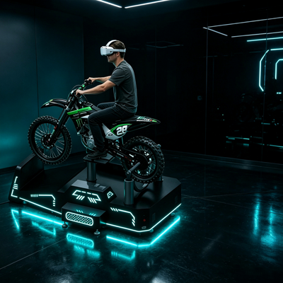 Simulador de motocicleta VR comercial de fábrica de Guangzhou con sistema de retroalimentación háptica