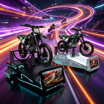 Máquina de juegos de motocicletas de montaña de RV comercial de trabajo pesado Plataforma de retroalimentación de movimiento dinámico para parques temáticos