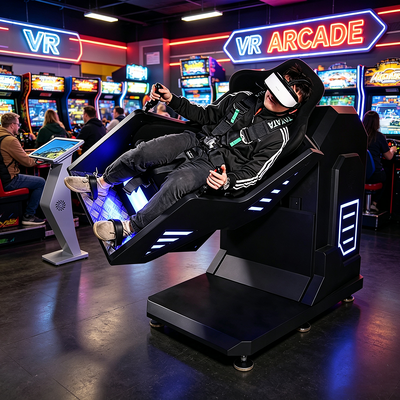 Máquina simuladora de vuelo y disparo VR con rotación giroscópica de movimiento completo de 360 grados para zona de juegos en centros comerciales