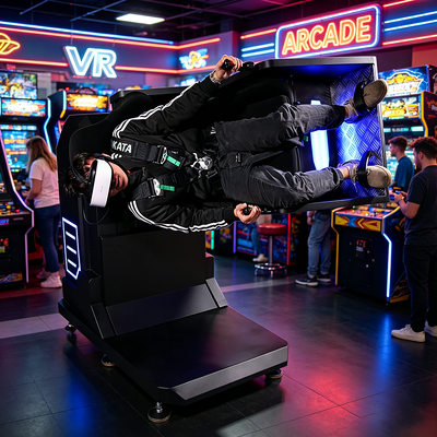 Máquina simuladora de vuelo VR 360 segura y compacta con sistema de control táctil de 21,5 pulgadas